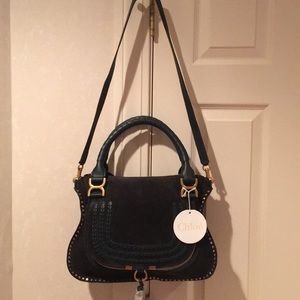 CHLOE MARCIE MEDIUM FOREST GREEN SUEDE BAG